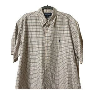 Ralph Lauren Shirt Mens XL Checkered Blake Button Down Long Sleeve 100% Cotton